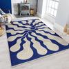 Flowing Blue Ripple Area Rug Abstract Organic Design Modern Square Carpet Home Accent