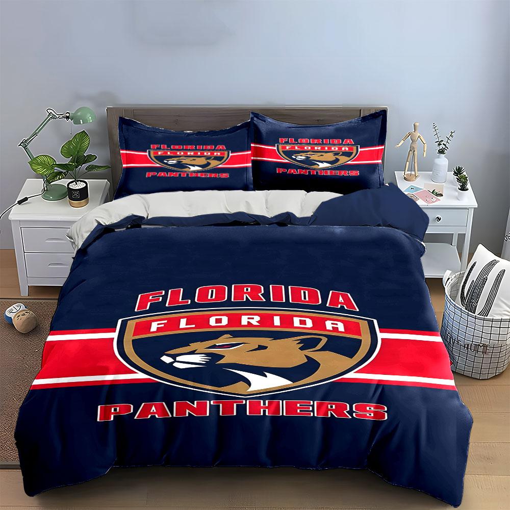 Florida Panthers Logo Bedding Set Print Bedding Set Duvet Cover Pillowcases (1* Duvet Cover 2* Pillowcases Do Not Include Comforter)