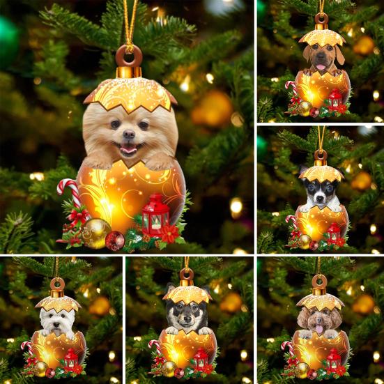 Подвеска для автомобиля в виде собаки, 2D, плоский акриловый орнамент, украшение для салона автомобиля, рождественская елка, подарок