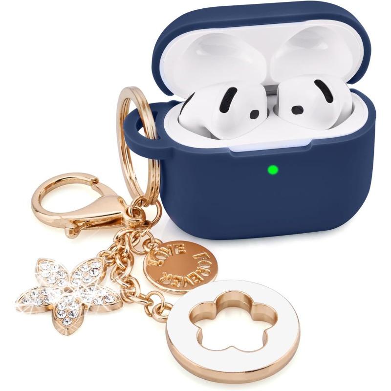 Чехол для наушников Airpods4 Чехол для наушников Airpod4 Противоударный силиконовый Подвеска-брелок с клевером на удачу