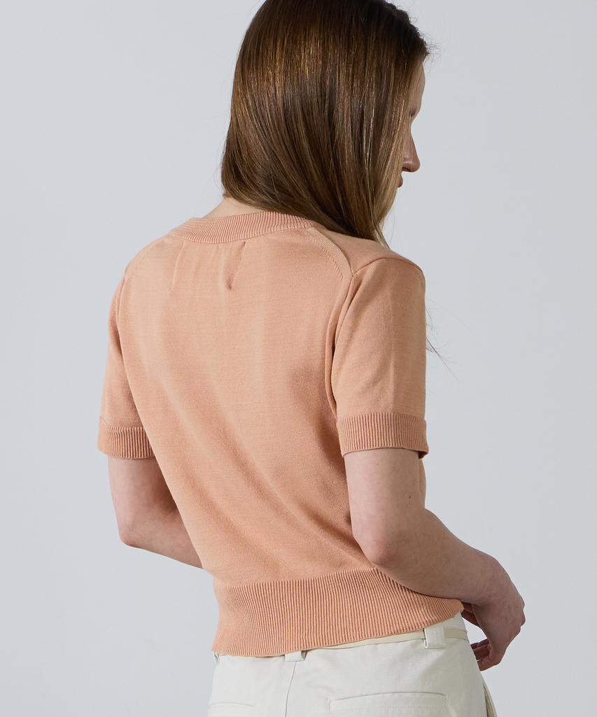 SSIN AND LEE Off-Center Button Half-Knit Peach