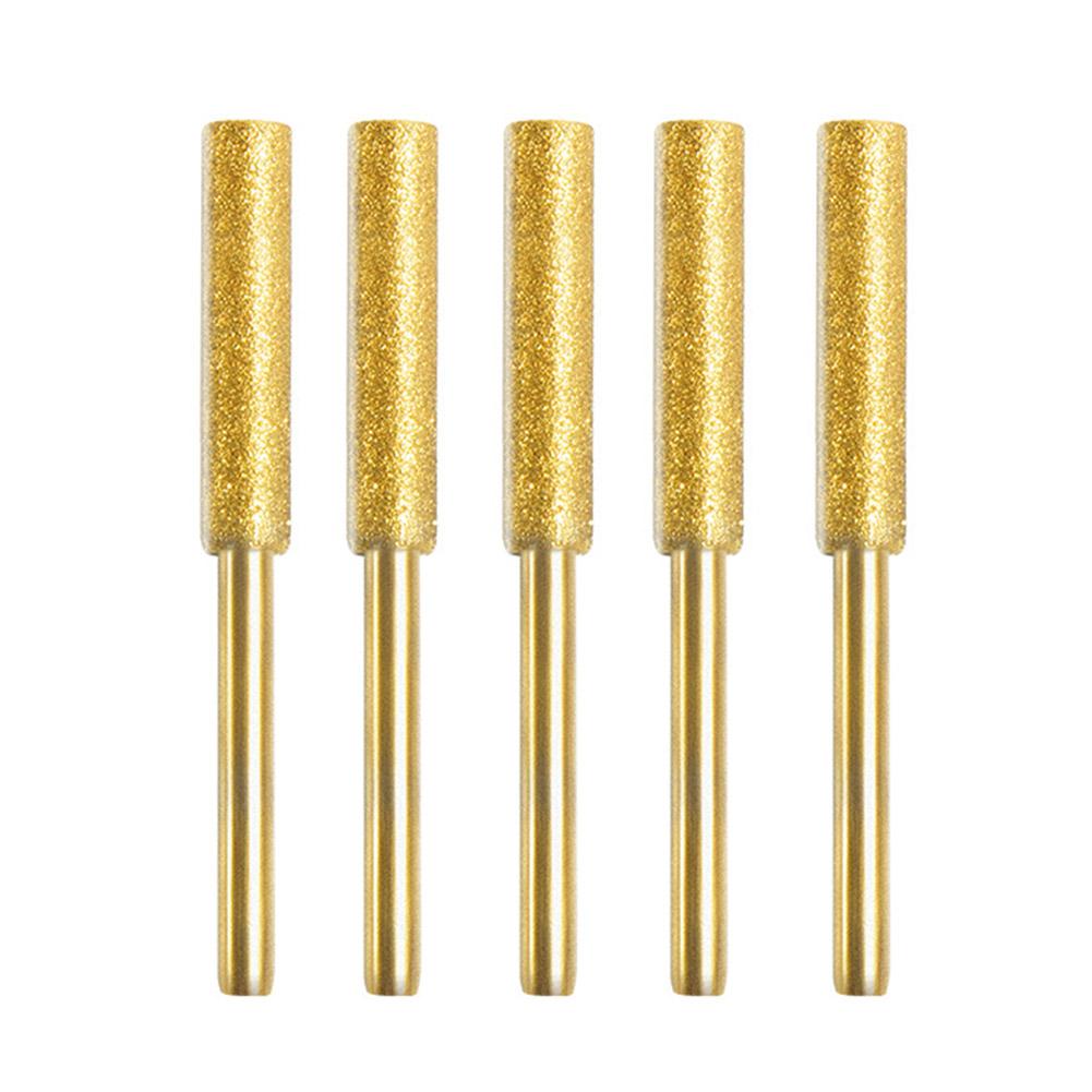 5 шт. алмазного покрытия цилиндрические фрезы шлифовальные биты заточка пильных цепей 4.0/4.8/5.5 мм наждачная шлифовальная головка для заточки цепных пил Y2D0