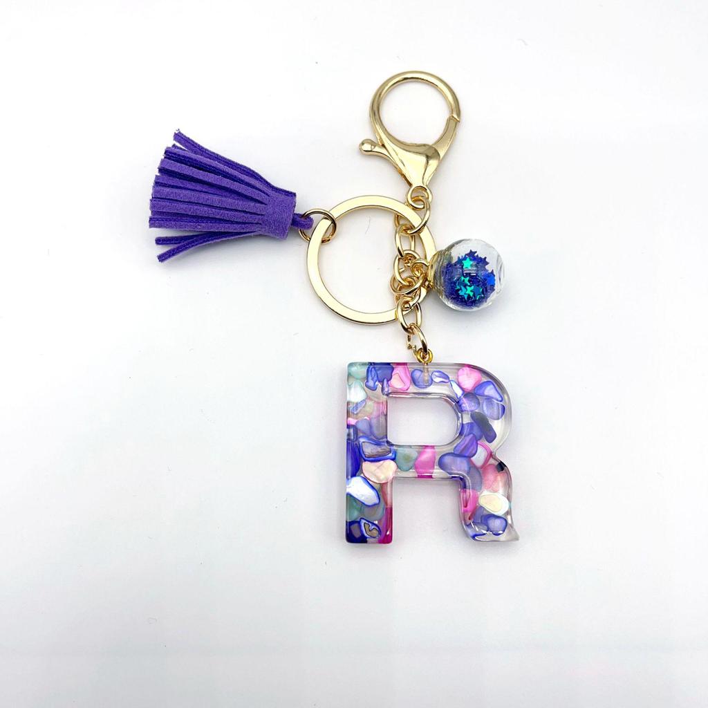 Европейский и американский хит продаж брелок с английскими инициалами и фиолетовой кисточкой