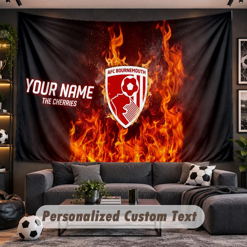 Bournemouth Football Personalized Tapestry Support Custom Name, Wall Art Home Decoration