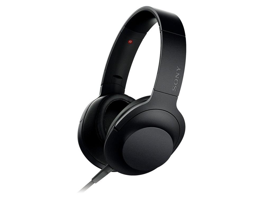 Sony Наушники на съемном пульте ДУ и микрофоне угольно-черные B h.ear MDR-100A Совместимые с высоким разрешением, герметичные, складные,
