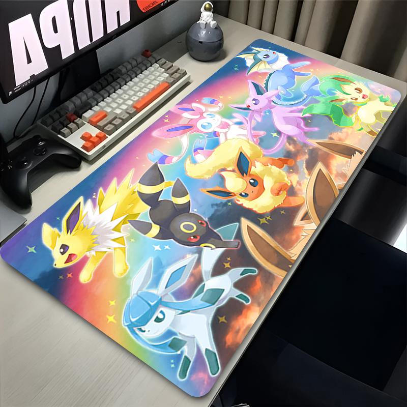 Mouse Pad Anime Ppokemon Glaceon PC Gamer Cabinet Mousepad Kawaii Eevee Keyboard Rug Laptop Accessories Gaming Desk Mat