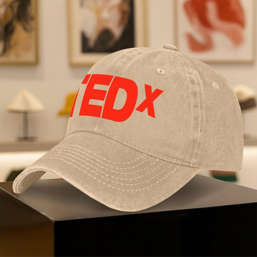 TEDX Character Printed Baseball Cap Unisex Vintage Snapback Hat for Hiking Camping Cycling Fitness