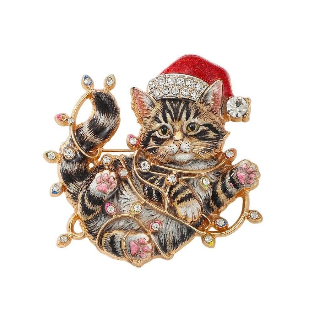 Crystal Rhinestone Lapel Pin Sparkly Enamel Brooch New Christmas Brooch Women