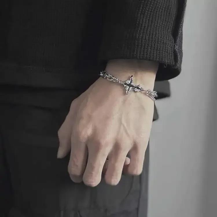 Браслет и ожерелье унисекс в стиле хип-хоп Dark Cross — универсальный нишевый дизайн из высококачественной американской нержавеющей стали.