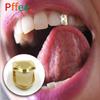 Pffee Custom Fit Gold Plated HipHop Single Tooth Grillz Cap Rapper Jewelry Grills Teeth Silver Caps Halloween Cosplay