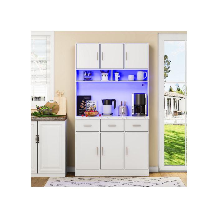 Многофункциональный буфет - MUVOE - 100x40x180 см - Светодиодное освещение - 3 ящика - Современный дизайн