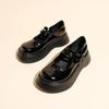 One-word Buckle Mary Jane Women's Shoes New Spring and Summer Retro Thick-soled Muffin Bottom Round Toe College Style Leather Shoes