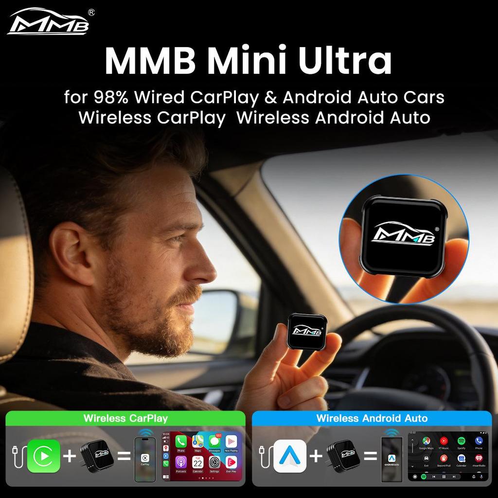 Автомобильная коробка для подключения 2-в-1: беспроводной CarPlay и Android Auto (Алюминиевый сплав)