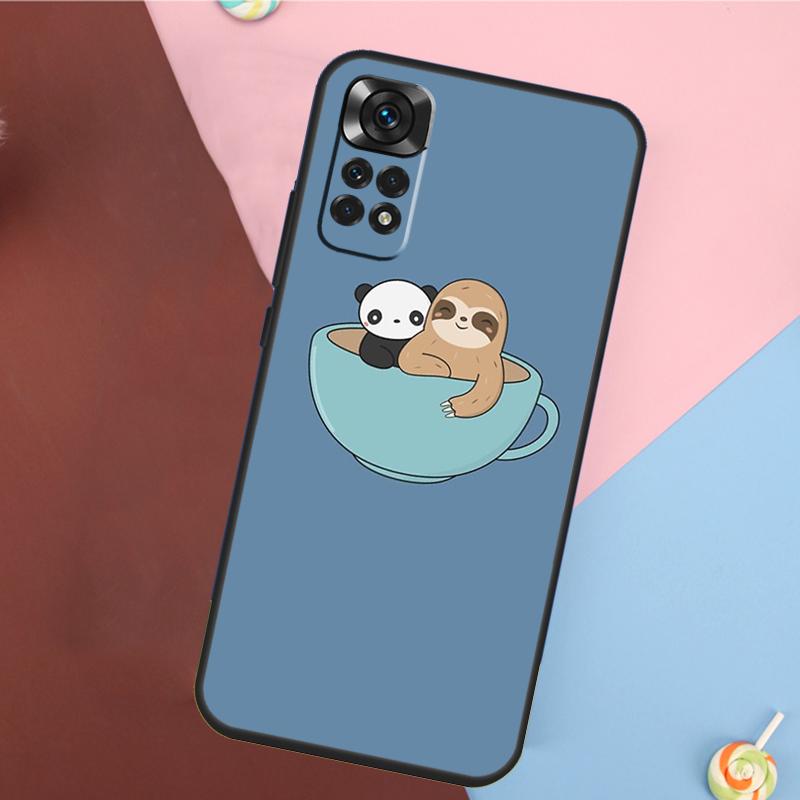 Милый Кавайный Чехол-Маска с Лицом Ленивца Для Xiaomi Redmi Note 14 13 Pro 12 11 9 10 9S 10S 11S 12S Redmi 14C 10C 12C 13C