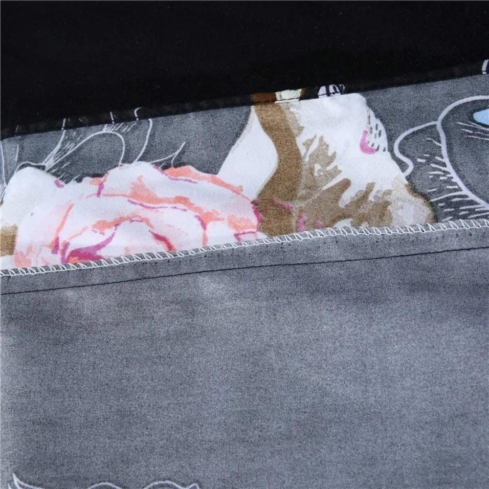 Комплект постельного белья в стиле бохо с цветочным рисунком из микрофибры с 3D-принтом «Розы», цветочным принтом и скелетом, комплект из 2 предметов