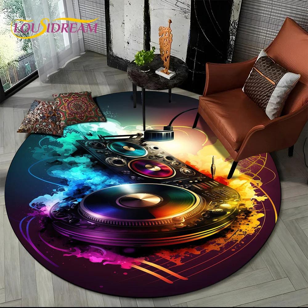 3D Виниловая пластинка Музыка DJ Экранная Лента HD Круглый Ковер, Ковер для Гостиной Спальни Дивана Игровой Комнаты, Нескользящий Коврик для Пола