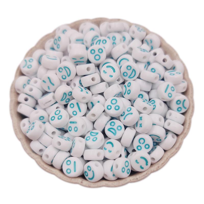 50 шт., эмодзи, смайлик, улыбающееся и плачущее лицо, свободные акриловые бусины овальной формы, разноцветные подвески, аксессуары для изготовления ювелирных изделий своими руками