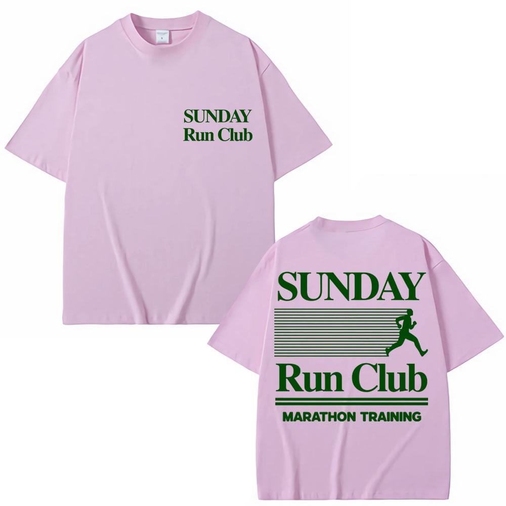 Sunday Running Club Graphic Summer T Shirt Cotton Breathable Sporty  Jogging Tshirts Unisex Women Oversized Cotton Casual Tshirt