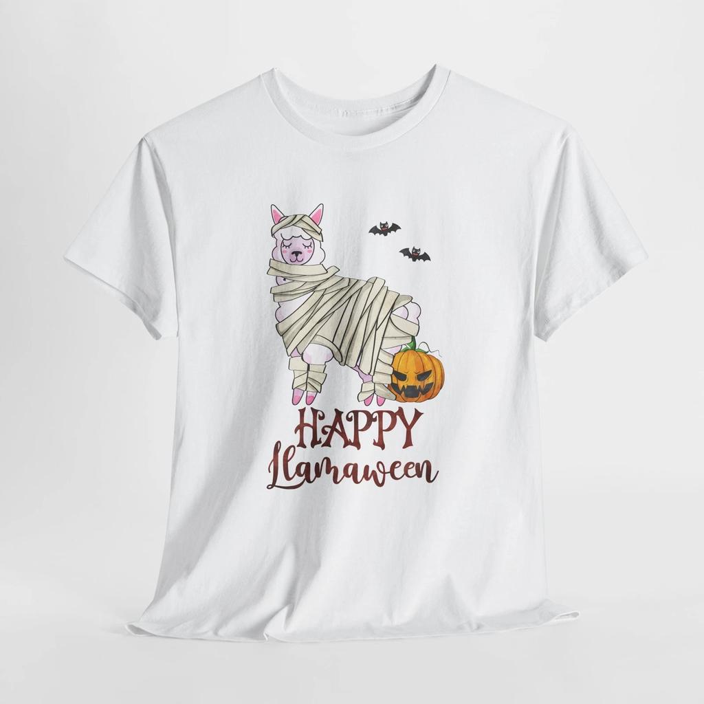 Happy Llamaween Funny Halloweena T-shirt Tops Tees Unisex | Funny Llama Tee | Cute Animal Shirt