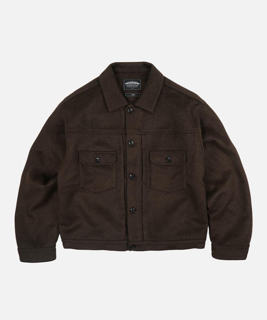 FRIZMWORKS Solid Wool Trucker Jacket _ Brown