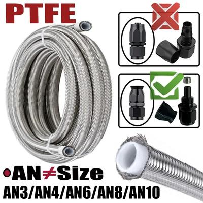 1-6М(3,2-19,6 фута) 3AN 4AN 6AN 8AN 10AN E85 PTFE Топливный шланг Масляный Газовый Линия охладителя Трубка двигателя Тормозная трубка 304 Нержавеющая сталь Плетеная