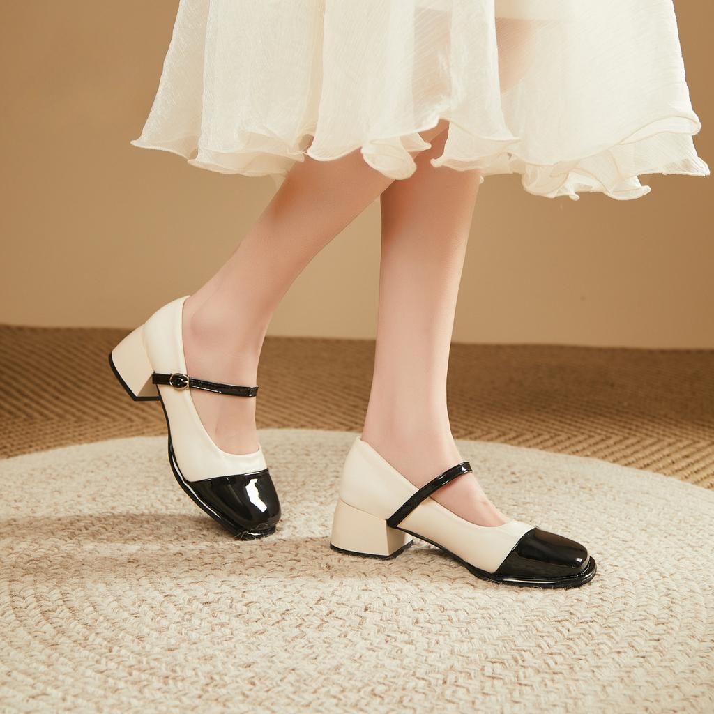 Туфли для женщин 2024 года, симпатичная женская летняя обувь Мэри Джейн, обычная кожа, повседневная, японский стиль, Лолита, готика, кавайи, квадратный носок