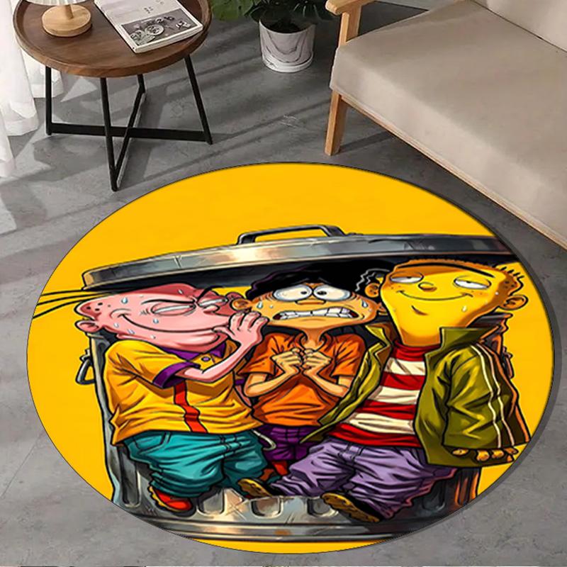 Edd Eddy Adventure Round Rug for Livingroom,Bedroom, Palyroom, Chair Rug, Area rug, Circle Carpet, Large Size Fan Christmas gift