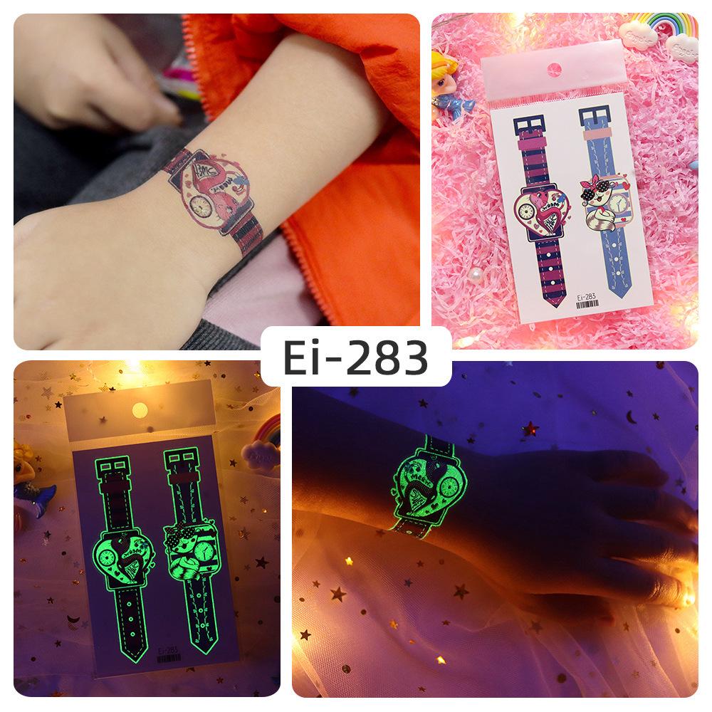 Rikalong Waterproof Luminous Cartoon Tattoo Stickers for Kids - Glow-in-the-Dark Watch Design
