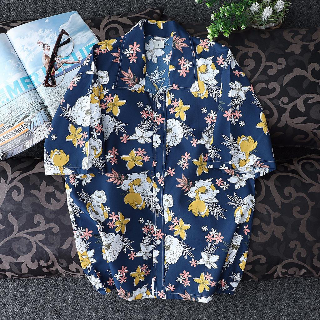 Гавайская пляжная рубашка с принтом пальм для мужчин, летние рубашки с коротким рукавом 5XL, мужская одежда для отдыха и отпуска