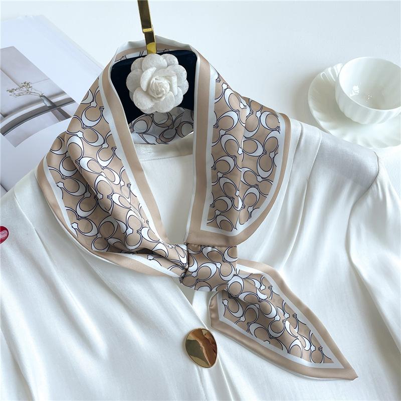 Fashion silk scarf diagonal long silk scarf spring and summer new imitation silk stripe with shirt scarf women's scarf