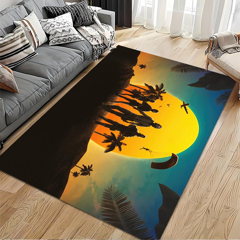 Epic Battle Sunset Silhouette Rug Non-slip rug suitable for living room and bedroom sofas