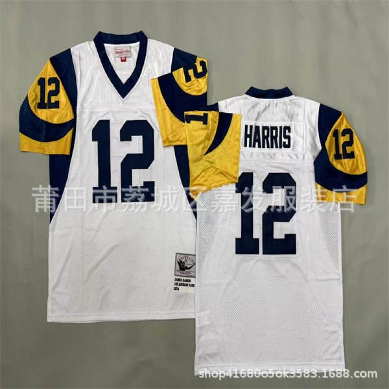 Mens Retro Rams Football Jersey Vintage Style Embroidered Training Uniform American Fans