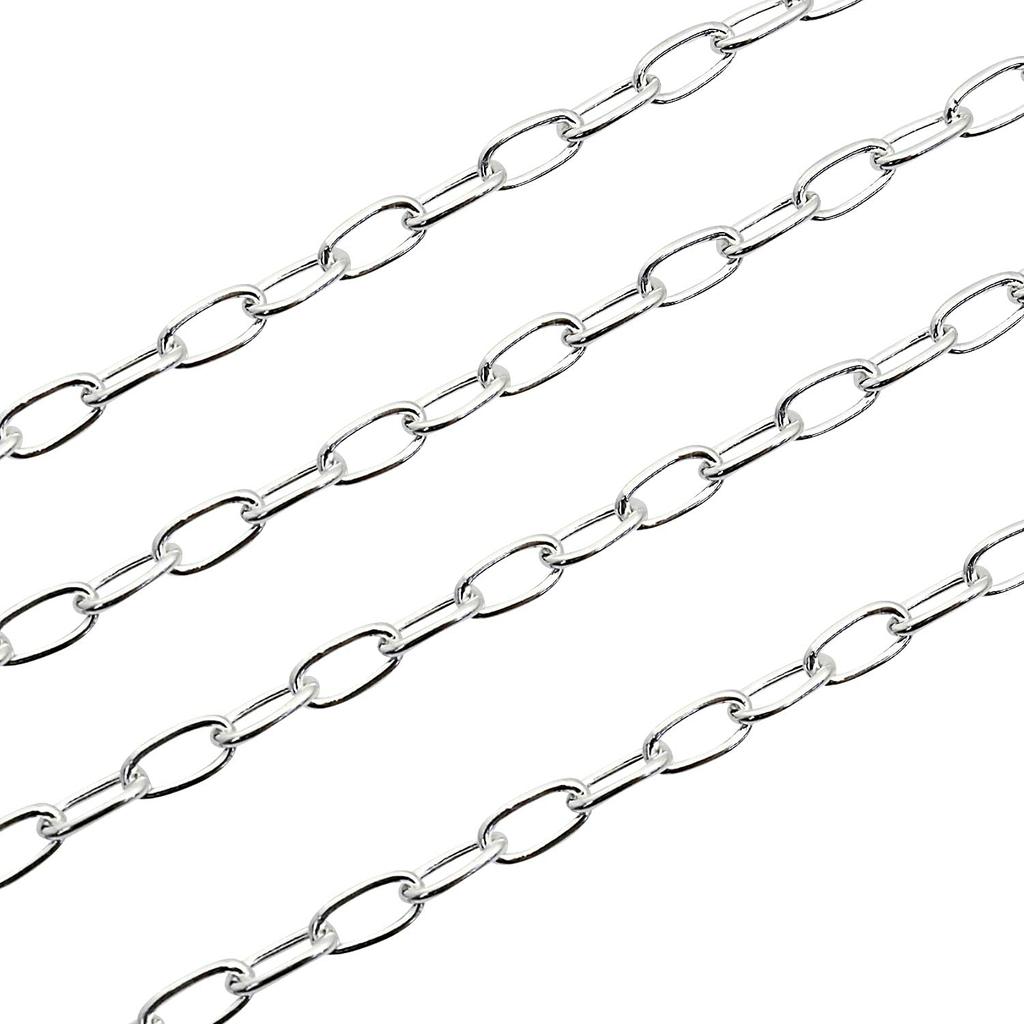 Sears Long Azuki Chain Necklace, Silver 925, 3.2mm Wide, 50cm
