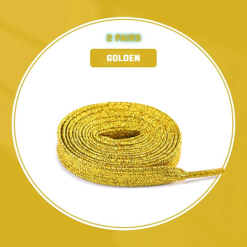 2 Pair Glitter White Shoelaces of Sneakers Colorful Shoelaces Metallic Shiny Gold Shoelace Silver Flat Shoe Laces Running Laces