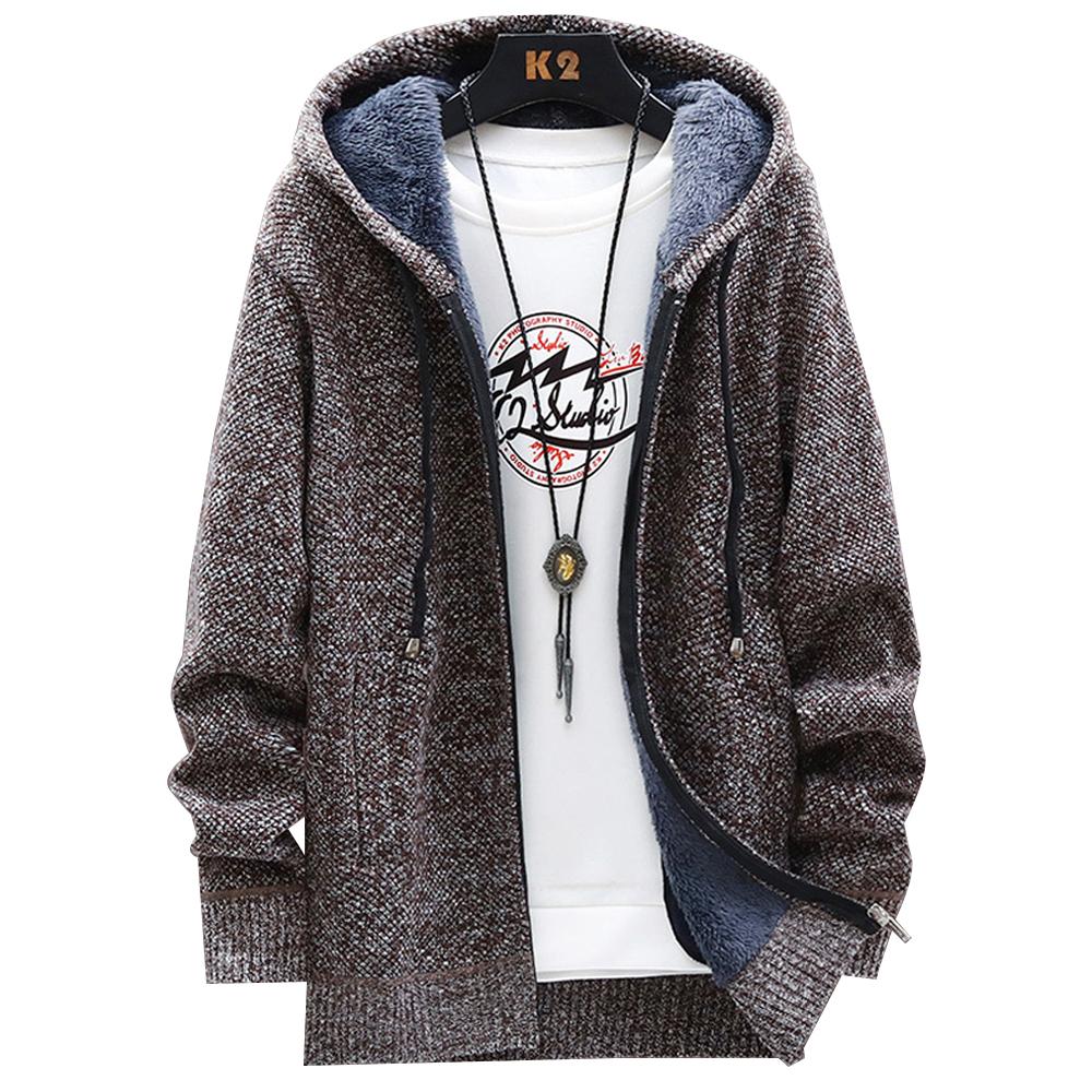 Mens Baggy Full Zip Sweater Coats Hooded Casual Warm Tops Plain Outwear Jackets