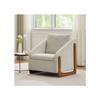 Fauteuil, Fauteuil D'appoint Pour Salon, Chaise Longue, Fauteuil Contemporain En Bois Avec Coussin De Dossier, Tissu Velours Beige