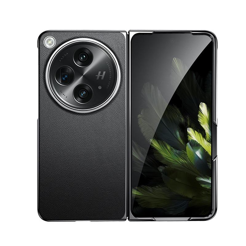 Чехол для складного экрана OPPO Find N3 из гальванизированной кожи: Полное покрытие, защита от падения, с подставкой