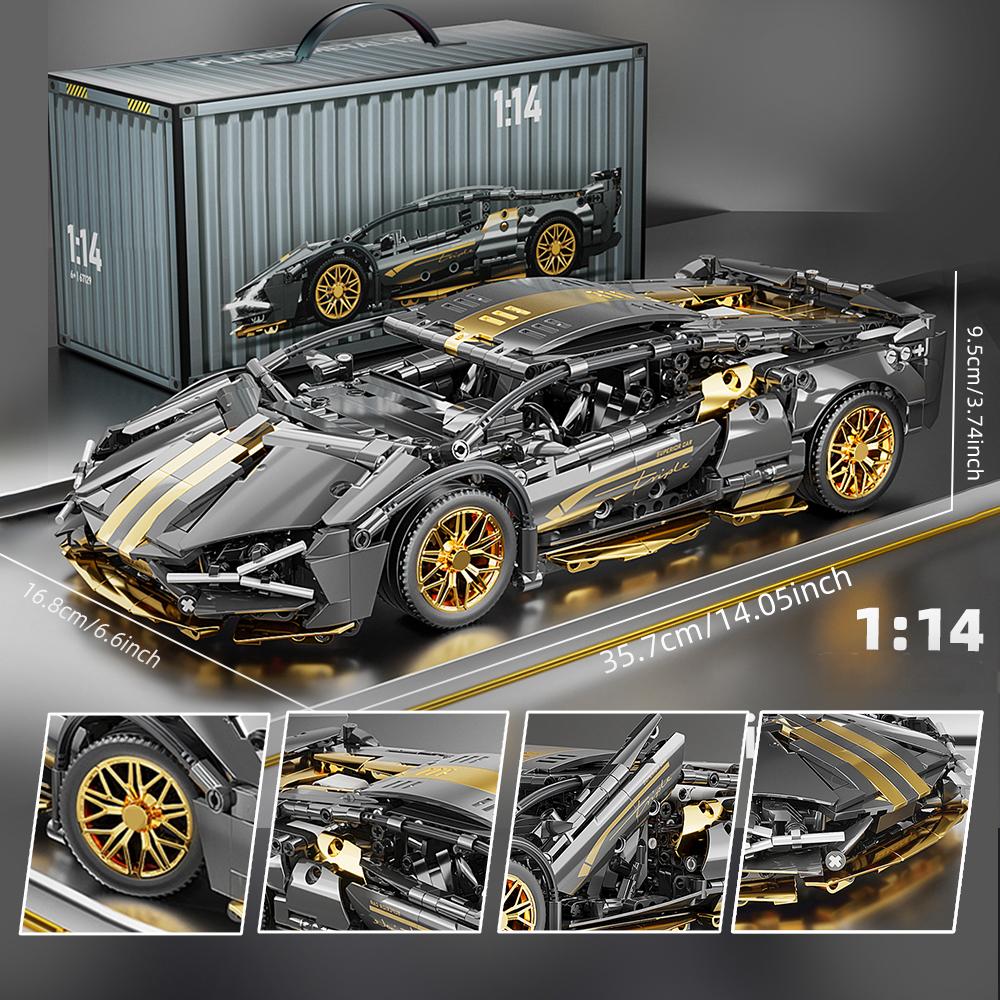 1:Строительные блоки «Супергоночный автомобиль» масштаба 1:14, Набор для сборки модели спортивного автомобиля DIY, Конструктор-игрушка, Подарок для мальчиков, детей в возрасте 8-12 лет 14