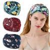 New Wide-Brimmed Cross Hair Band Women's Bohemian Printed Knitted Headband Sweat-Absorbent Headband Sports Yoga Headband Women