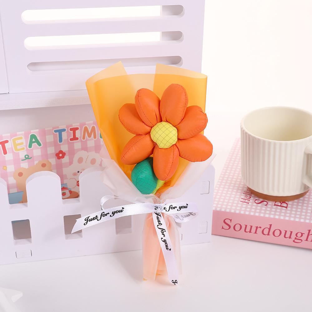 1 комплект из мультяшных цветов из ткани с семью лепестками, букет подсолнухов, праздничные подарки, один букет, подарки на день рождения, 5 цветов