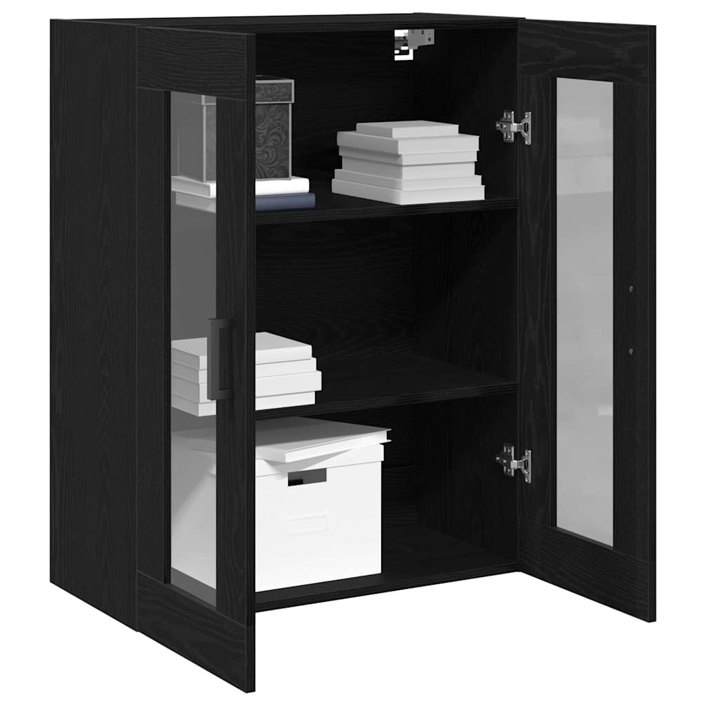 Wall Mounted Cabinet Black Oak Effect 69.5 x 34 x 90 cm