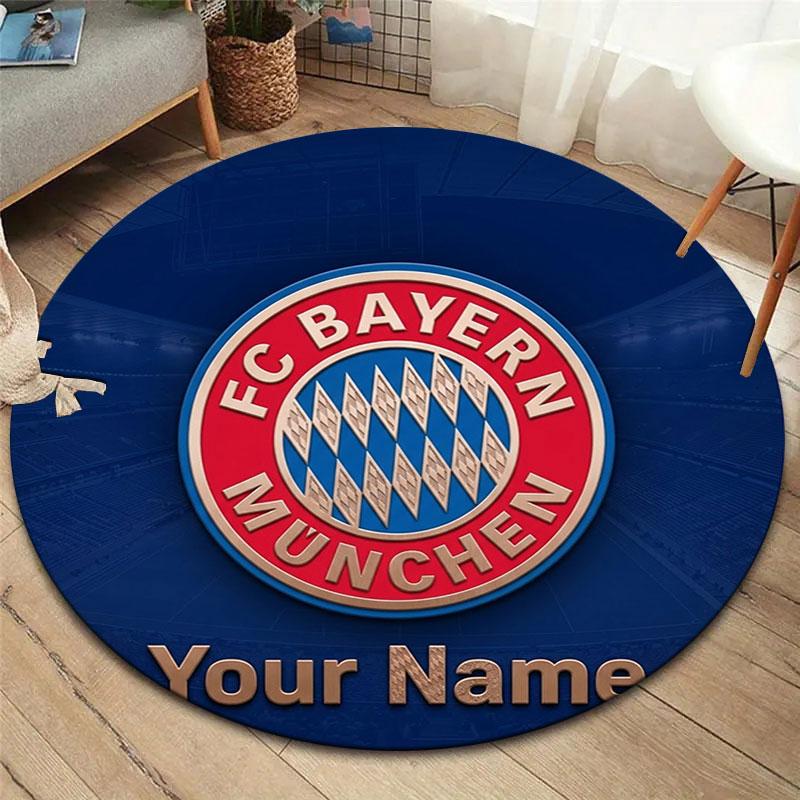 FC Bayern Munchen Custom Name Round Area Rug,Carpet Rug for Living Room Bedroom Sofa Playroom Decor,Non-slip Floor Mat
