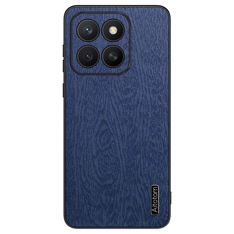For Honor X8c 4G Case Wood Texture PU Leather Coated PC TPU Phone Cover