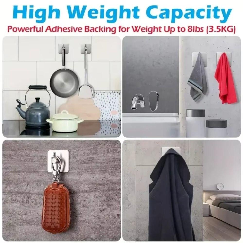 4Pcs Multi-Purpose Stainless Steel Hooks No Drilling Towel Rack  Bathroom Kitchen Hardware