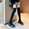 Super Long Knee Boots Women's Bag Thigh Thin Muffin Thick-soled Boots European and American Fashion High-heeled High-tube Elastic Thin Boots