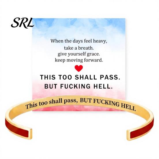 Simple Design Cuff Bracelet This Too Shall Pass Mantra Bracelet, Hidden Message Engarved Fashionable Color Bracelets Inspirational Bangle Adjustable