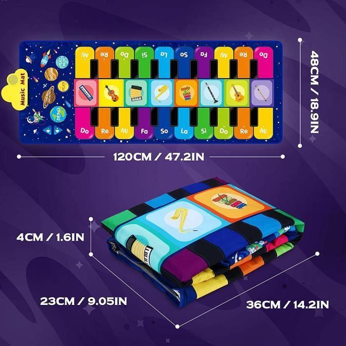 TEHIYOL Tapis Piano Enfant, Ciel Étoilé Tapis Musical Jouets Éducatifs Avec 8 Instruments, 10 Chansons Et 20 Touches, 120 X 48 Cm