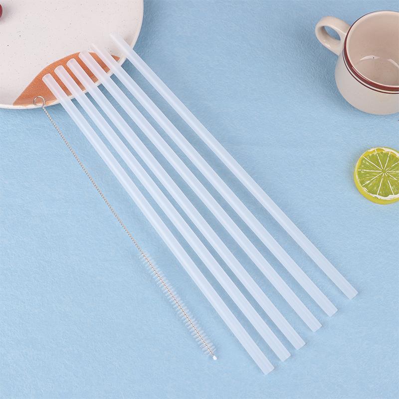 6 шт. Пластиковые прозрачные соломинки многоразовые соломинки с чистящей щеткой 31 см питьевые соломинки для бутылок с водой дорожные стаканы аксессуары