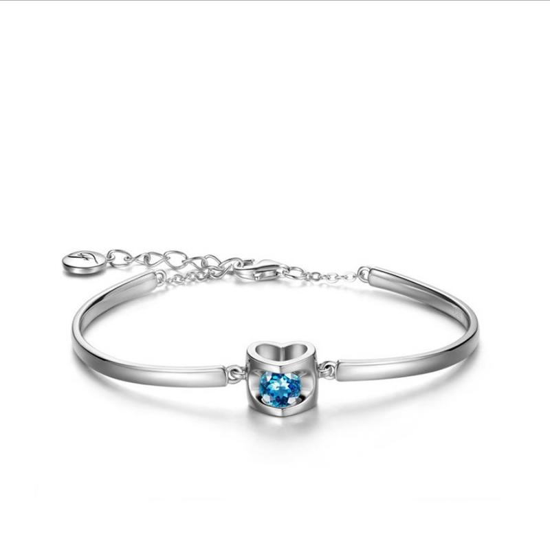 Новые модные женские браслеты из серебра 925 пробы для девочек, ювелирные изделия, винтажный браслет с цирконовым сердечком для женщин, подарок на День Святого Валентина