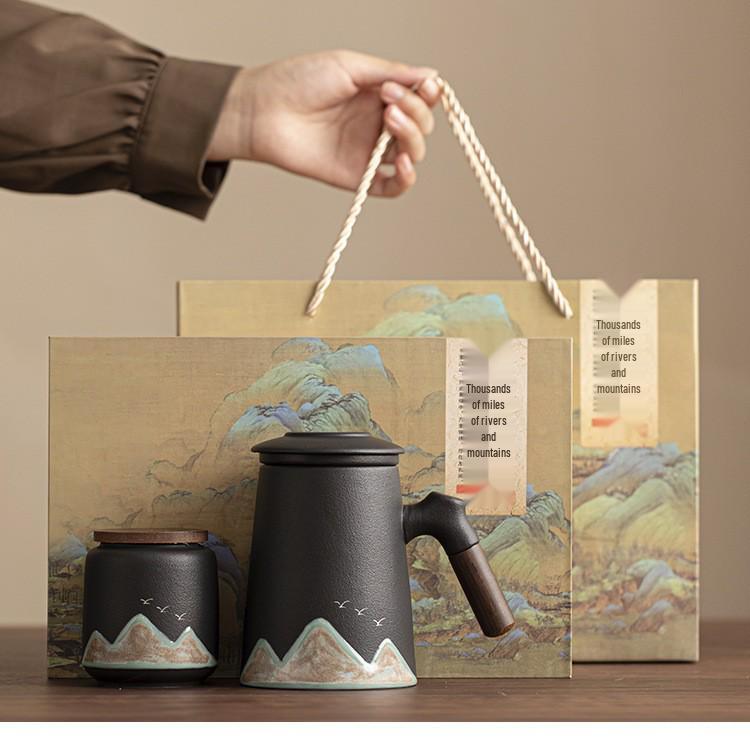 Креативный чайный набор в национальном стиле: Разделяемая офисная кружка и набор для кунг-фу, с возможностью нанесения логотипа